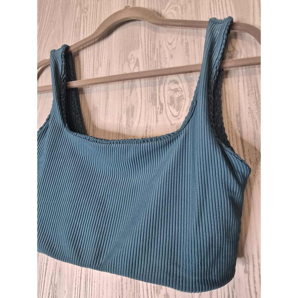 Aila Blue Pixie Bikini Top | Smocked Textured Swim Top | Size M - Picture 6 of 10